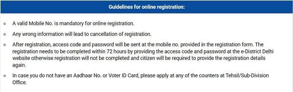 Guidelines for Online Registration