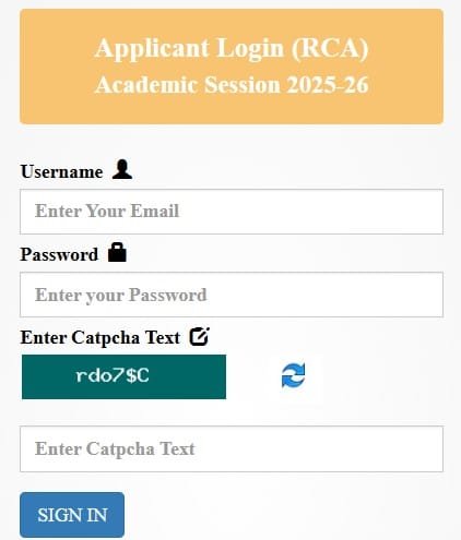 Login Form of JMI RCA Coaching