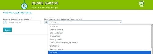 Application Status of Jai Johar Scheme
