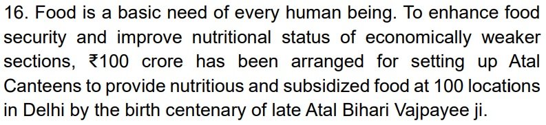 Benefits of Atal Canteen Yojana Delhi