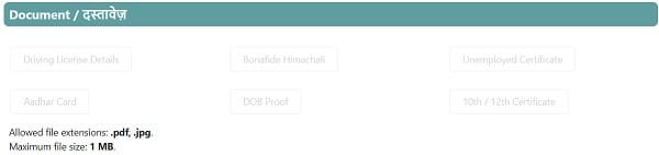 Documents Upload in E Taxi Self Driving Yojana HP