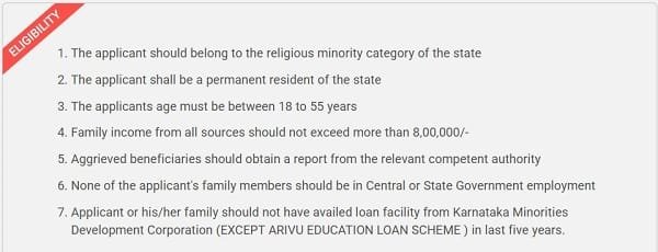 Eligibility Criteria of Santwana Scheme Karnataka