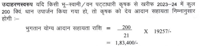 Example of Calculating Krishak Unnati Yojana Amount