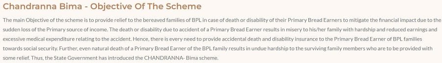 Objective of Chandranna Bima Scheme Andhra Pradesh