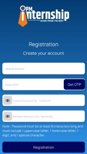Registration on PM Internship Scheme Mobile App Registration on PM Internship Scheme Mobile App