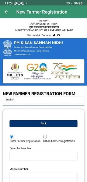 PM Kisan Samman Registration Mobile App