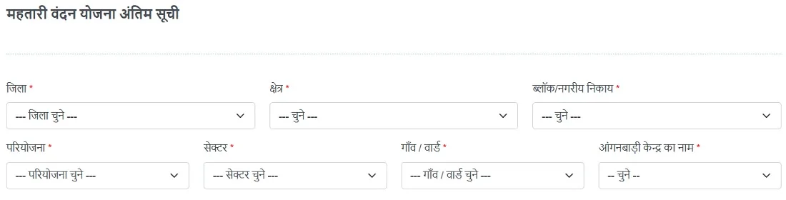महतारी वंदन योजना की जिलेवार लाभार्थी सूची
