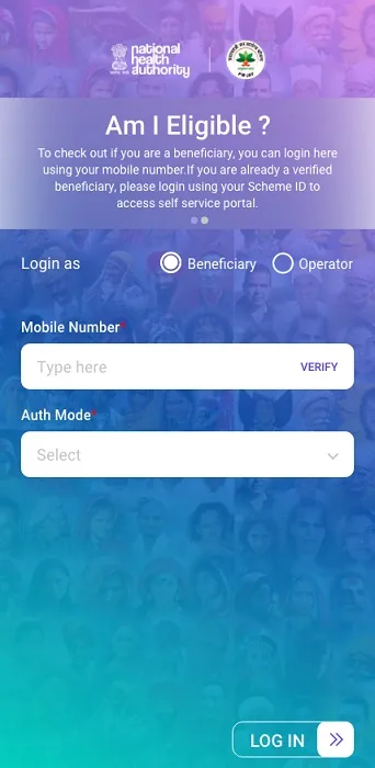 Login as Beneficiary