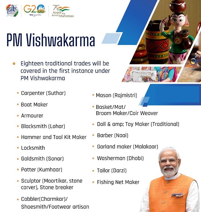 PM Vishwakarma Yojana Eligible Trades