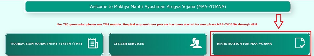 Select Registration for MAA Yojana