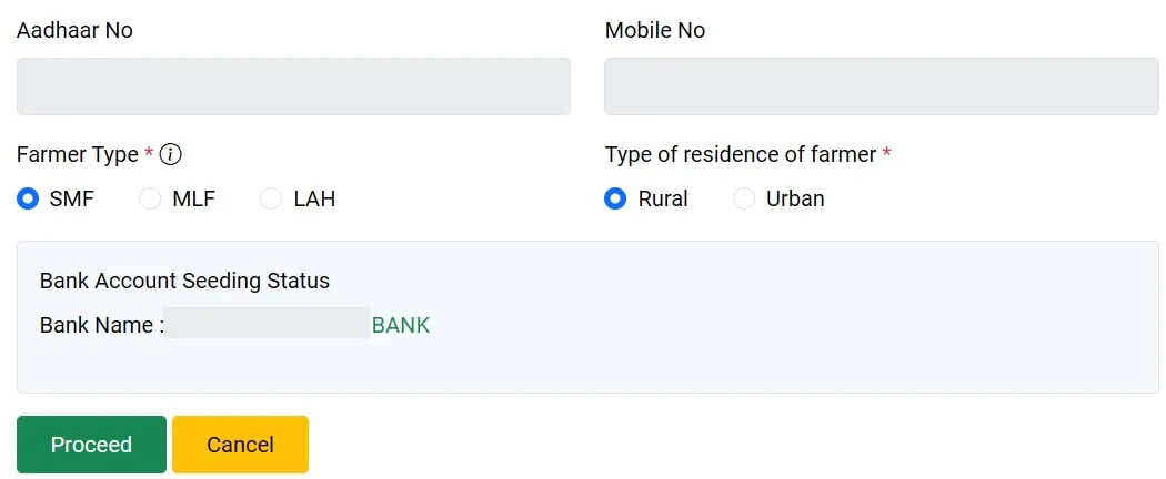 Enter Details in CM Kisan Odisha Registration Form