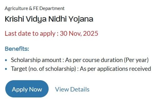 Odisha Krishi Vidya Nidhi Yojana Apply Online