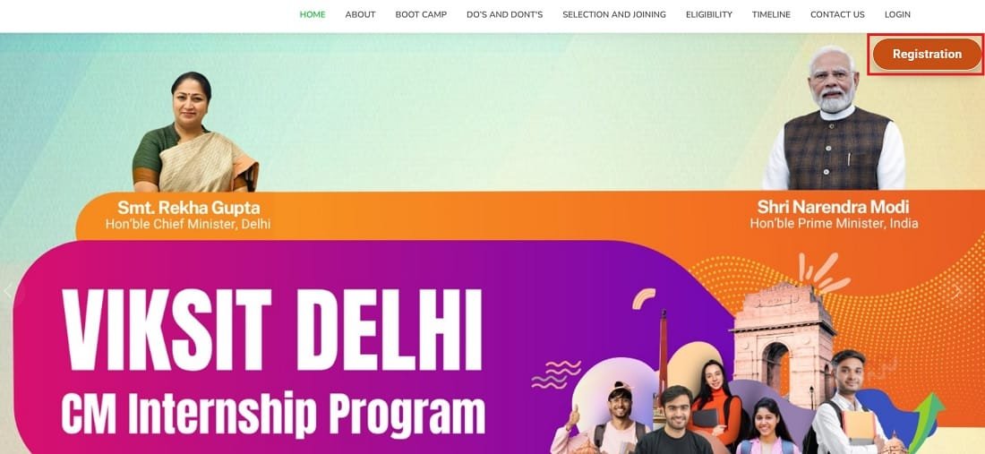 Registration of CM Internship Program Delhi