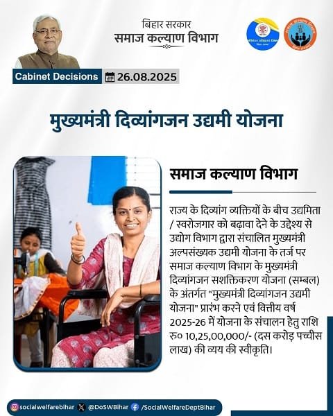 Bihar Mukhyamantri Divyangjan Udhyami Yojana Bihar