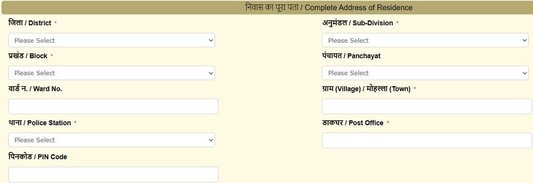 Enter Address Details in Disability Pension Scheme Applicant Form