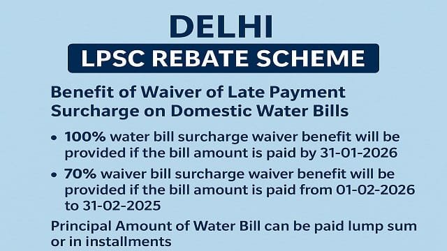 दिल्ली एलपीएससी पानी बिल माफी योजना 1 Delhi LPSC Rebate Scheme 2025