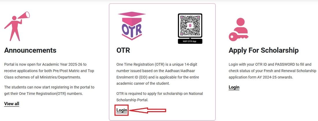 National Scholarship Portal Student OTR