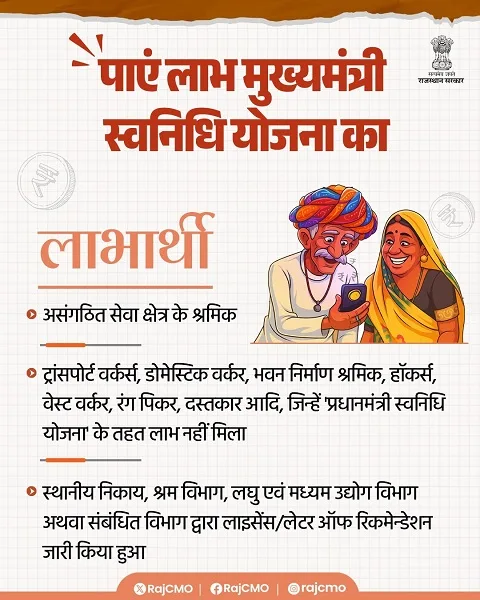 राजस्थान मुख्यमंत्री स्वनिधि योजना के लाभार्थी राजस्थान मुख्यमंत्री स्वनिधि योजना के लाभार्थी