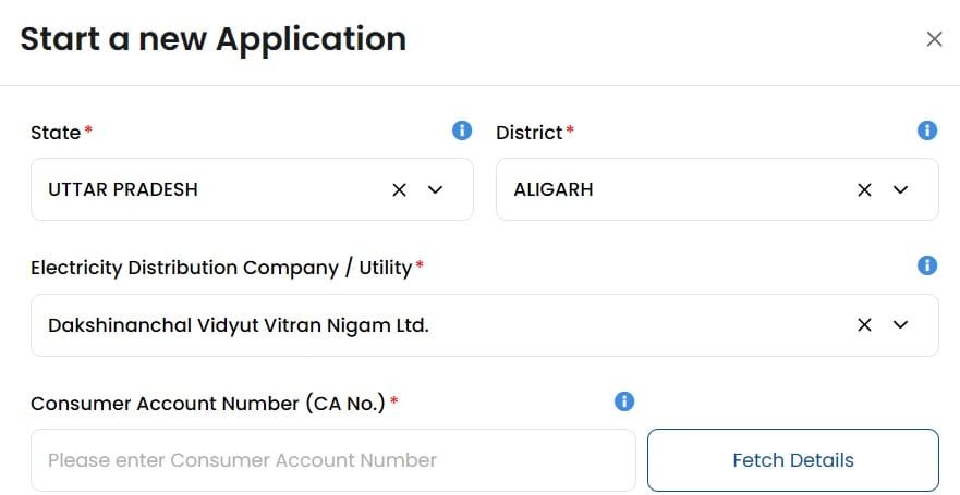 Fill Details in PM Surya Ghar Muft Bijli Yojana Fill Details in PM Surya Ghar Muft Bijli Yojana