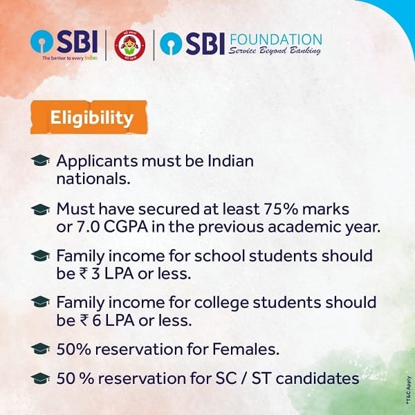 SBI Platinum Jubilee Asha Scholarship Eligibility SBI Platinum Jubilee Asha Scholarship Eligibility