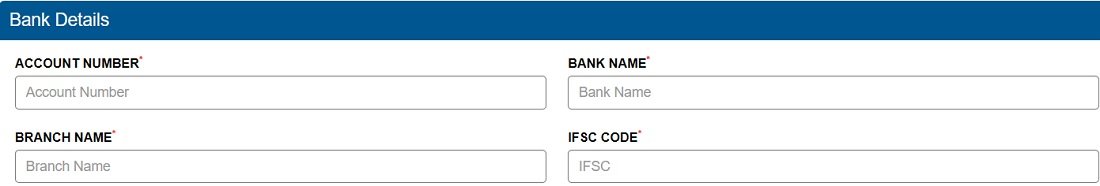 Bank Account Details in Yogyashree Scheme Form