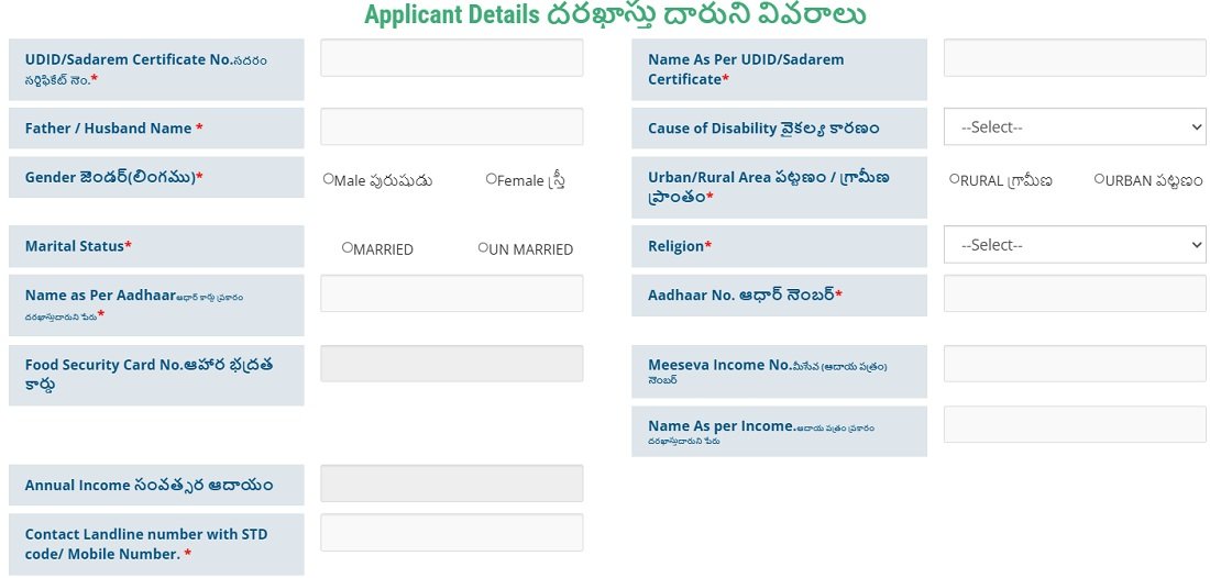 Telangana Aid and Appliances Assistance Scheme Applicant Details Telangana Aid and Appliances Assistance Scheme Applicant Details