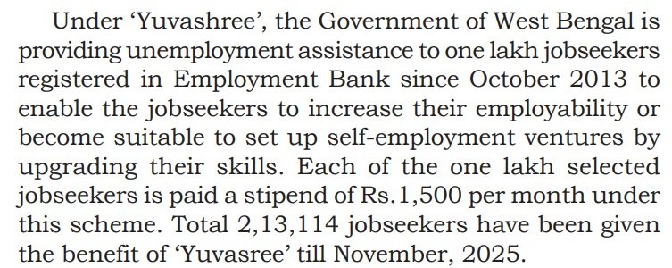 West Bengal Yuvasree Scheme Information