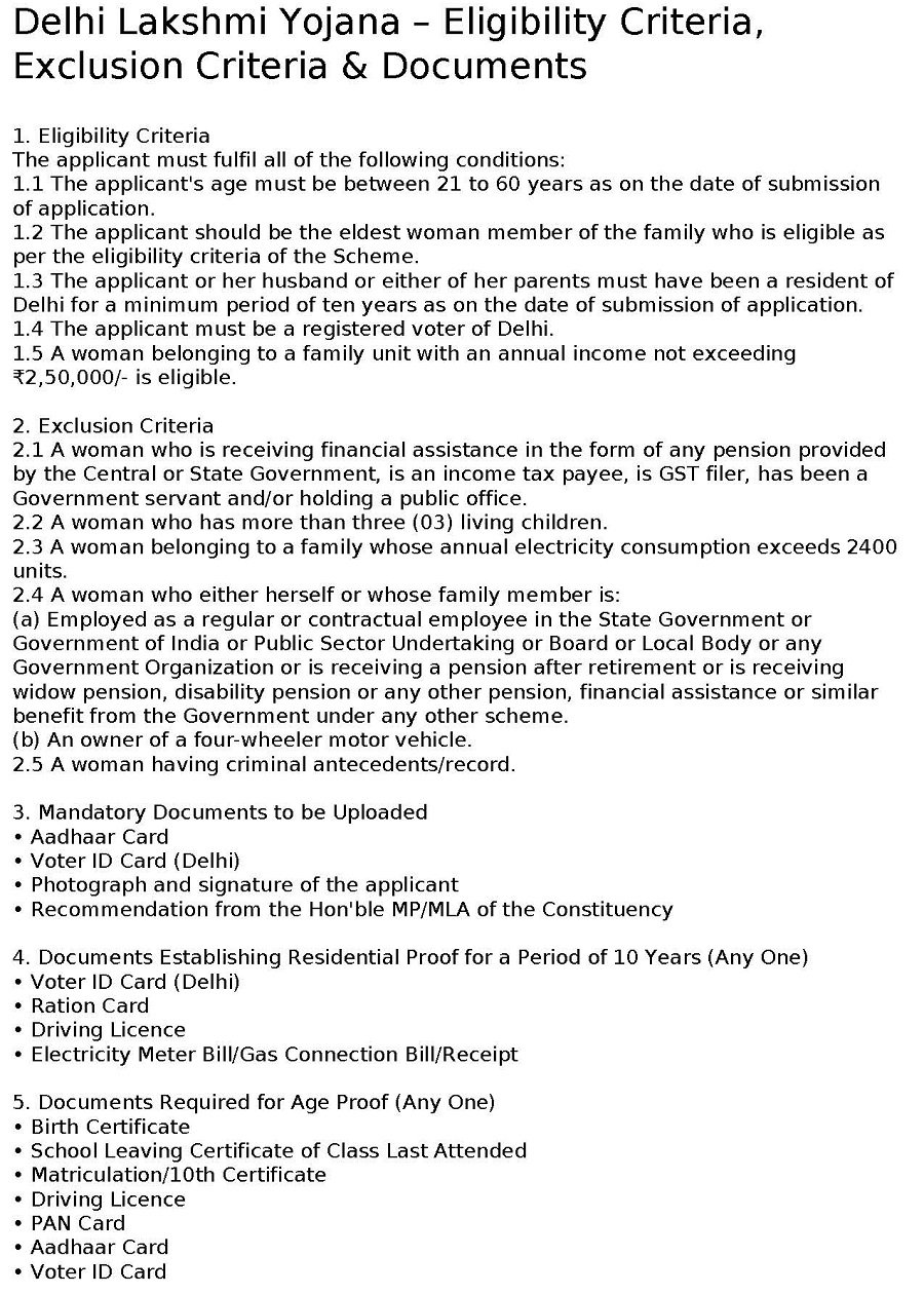 Information of Delhi Lakshmi Yojana Information of Delhi Lakshmi Yojana