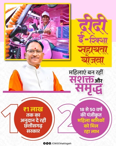 Details of Didi E-Rickshaw Sahayata Yojana Chhattisgarh Details of Didi E-Rickshaw Sahayata Yojana Chhattisgarh