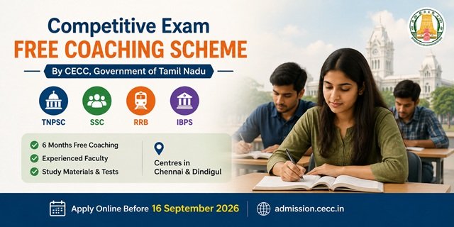 Tamil Nadu Competitive Exam Free Coaching Scheme